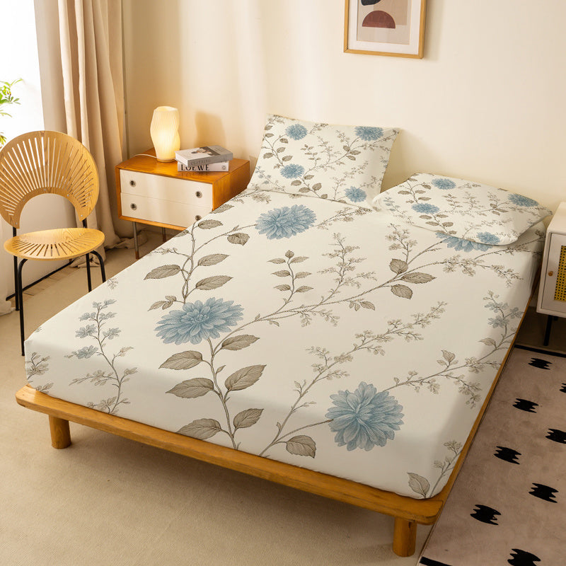 1pc  Floral Vine Pattern Fitted Sheet, Single Deep Pocket Fitted Sheet, No Pillowcase, Soft Washable Fabric, Comfortable 360° Full Wrap Anti-Slip Mattress Protector for Bedroom, Twin XL, Queen Size Bedding, All-Season, Decorative, Machine Washable