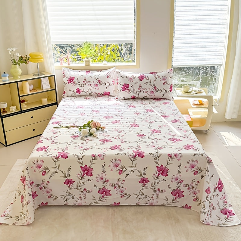 1pc Small Floral Bed Sheet - Soft Brushed Bedspread Suitable for Bed, Sofa, Travel & Outdoor - Machine-Washable Country Style Bed Cover (No Insert\u002FPillowcase) - Cozy Light Beige-Friendly Bedding for, Dorm, Hotel