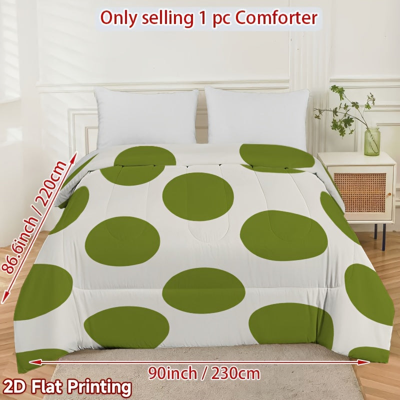 1pc, 2D Flat Print with a Green Polka Dot Pattern, Thick Quilt, Quilted Design, Filled with Comfortable And Skin-Friendly Polyester, Ideal for Moving Into a New Home, Back to School, Dormitories, Bedrooms, Guest Rooms