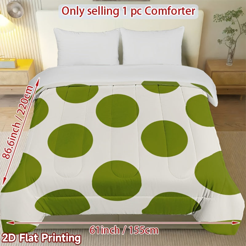 1pc, 2D Flat Print with a Green Polka Dot Pattern, Thick Quilt, Quilted Design, Filled with Comfortable And Skin-Friendly Polyester, Ideal for Moving Into a New Home, Back to School, Dormitories, Bedrooms, Guest Rooms