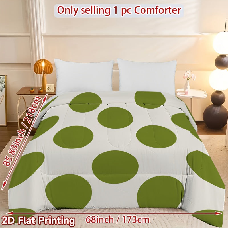 1pc, 2D Flat Print with a Green Polka Dot Pattern, Thick Quilt, Quilted Design, Filled with Comfortable And Skin-Friendly Polyester, Ideal for Moving Into a New Home, Back to School, Dormitories, Bedrooms, Guest Rooms