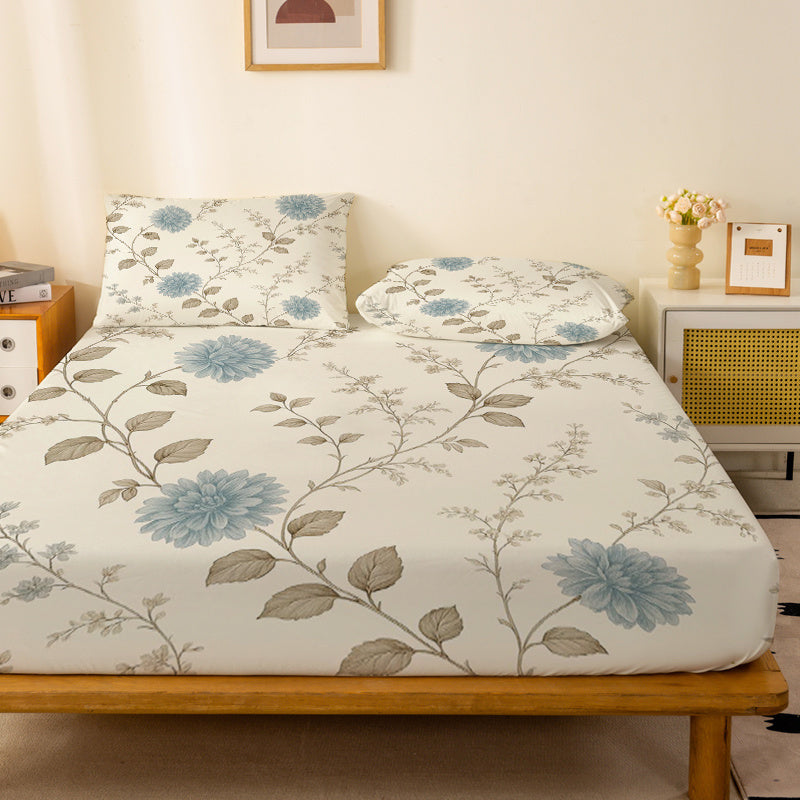 1pc  Floral Vine Pattern Fitted Sheet, Single Deep Pocket Fitted Sheet, No Pillowcase, Soft Washable Fabric, Comfortable 360° Full Wrap Anti-Slip Mattress Protector for Bedroom, Twin XL, Queen Size Bedding, All-Season, Decorative, Machine Washable