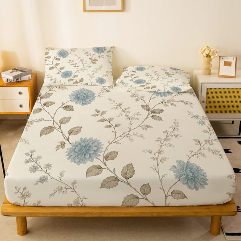 1pc  Floral Vine Pattern Fitted Sheet, Single Deep Pocket Fitted Sheet, No Pillowcase, Soft Washable Fabric, Comfortable 360° Full Wrap Anti-Slip Mattress Protector for Bedroom, Twin XL, Queen Size Bedding, All-Season, Decorative, Machine Washable