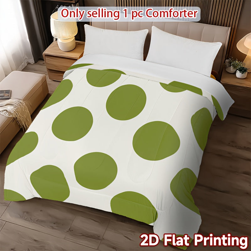 1pc, 2D Flat Print with a Green Polka Dot Pattern, Thick Quilt, Quilted Design, Filled with Comfortable And Skin-Friendly Polyester, Ideal for Moving Into a New Home, Back to School, Dormitories, Bedrooms, Guest Rooms