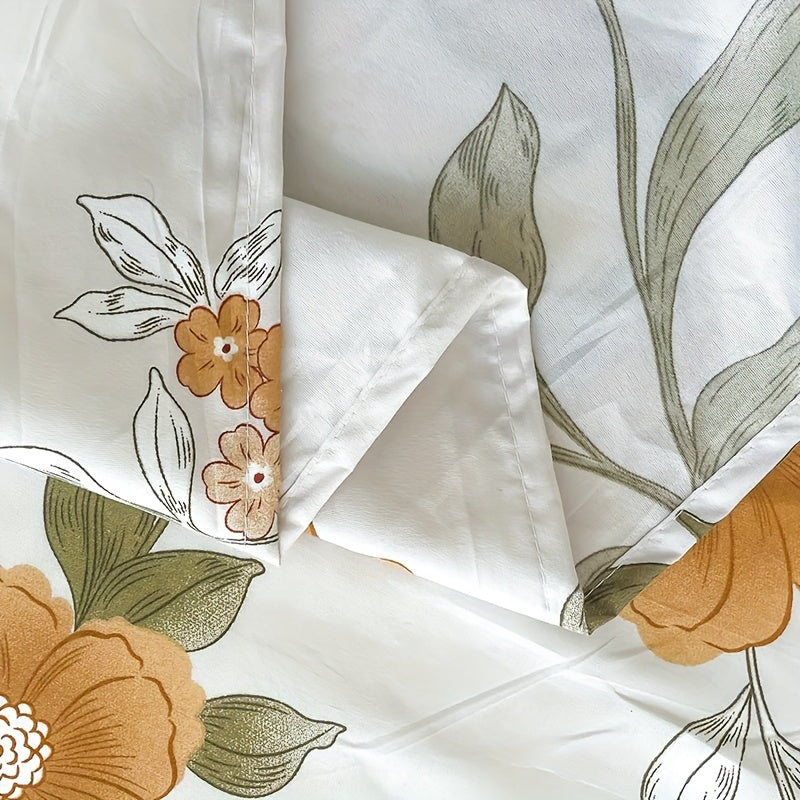 1pc Warm-Toned Yellow Flower Printed Bed Sheet (Pillow Insert and Pillowcase Not Included), Soft, Smooth, Skin-Friendly, and Machine Washable. Suitable for All Seasons, Ideal for Country-Style Bedrooms, Japanese-Themed B&Bs, Artistic Apartments