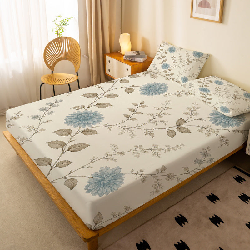 1pc  Floral Vine Pattern Fitted Sheet, Single Deep Pocket Fitted Sheet, No Pillowcase, Soft Washable Fabric, Comfortable 360° Full Wrap Anti-Slip Mattress Protector for Bedroom, Twin XL, Queen Size Bedding, All-Season, Decorative, Machine Washable