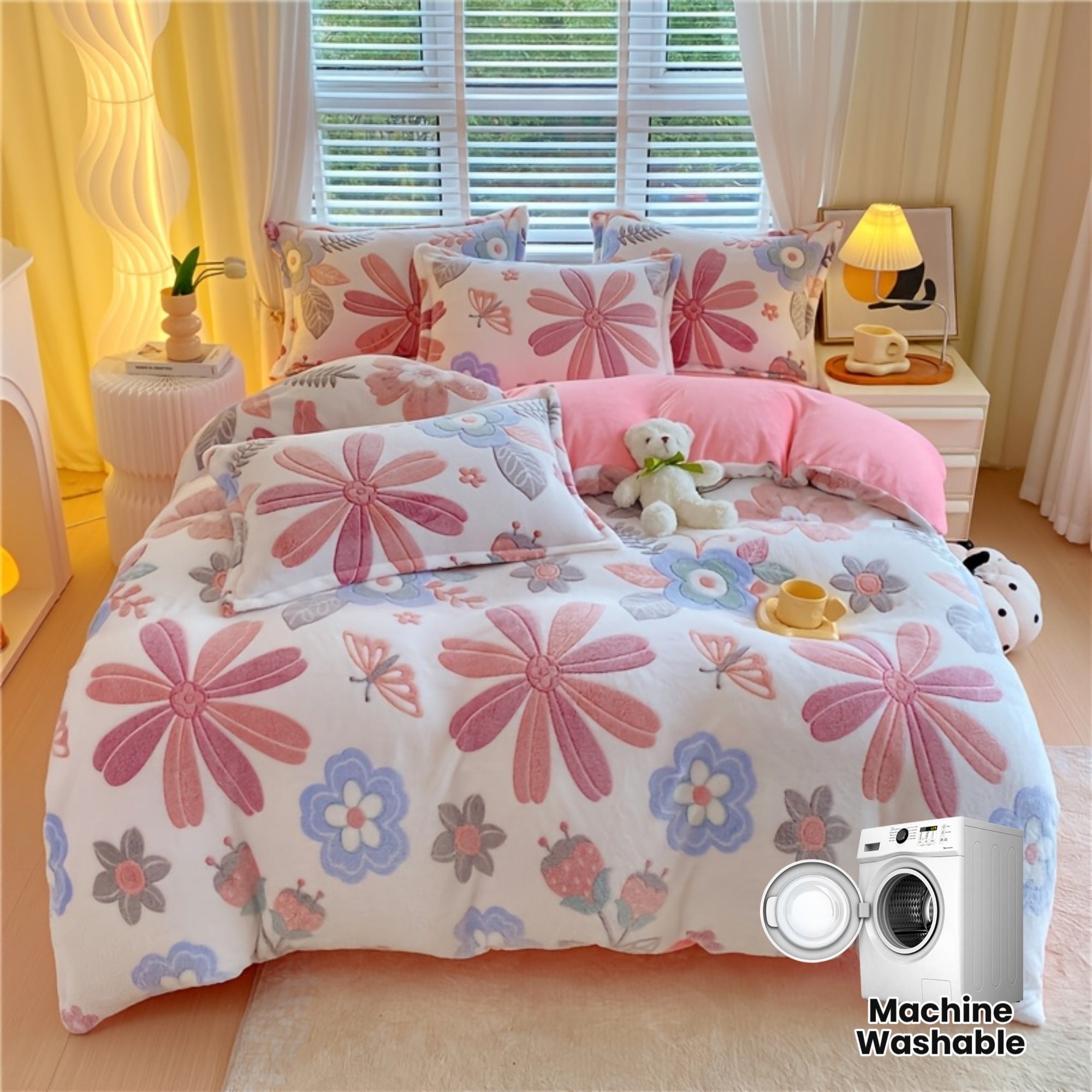 1pc Ultra-Soft Milk Velvet Floral Duvet Cover, Double-Sided Plush Skin-Friendly Warm Cover, Comfortable And Soft Bedding, Ideal for Home Warmth, Includes One Duvet Cover