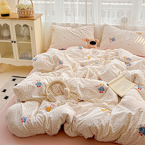 1pc Cartoon Floral Pattern Duvet Cover, Cute And Comfortable, Thick And Warm, Suitable for Bedrooms, Machine Washable