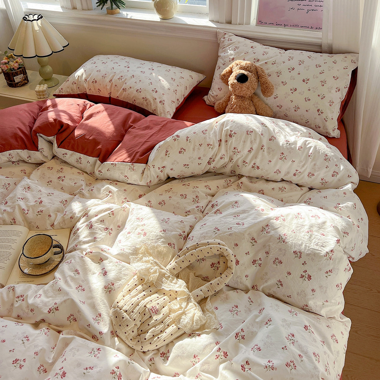 4pcs New Washable Cloud-Feel Sheet Set, Machine Washable and Hand Washable, Bedding, Bedding (Includes: 1 Duvet Cover + 1 Flat Sheet + 2 Pillowcases, Sparse Shadow Pattern)