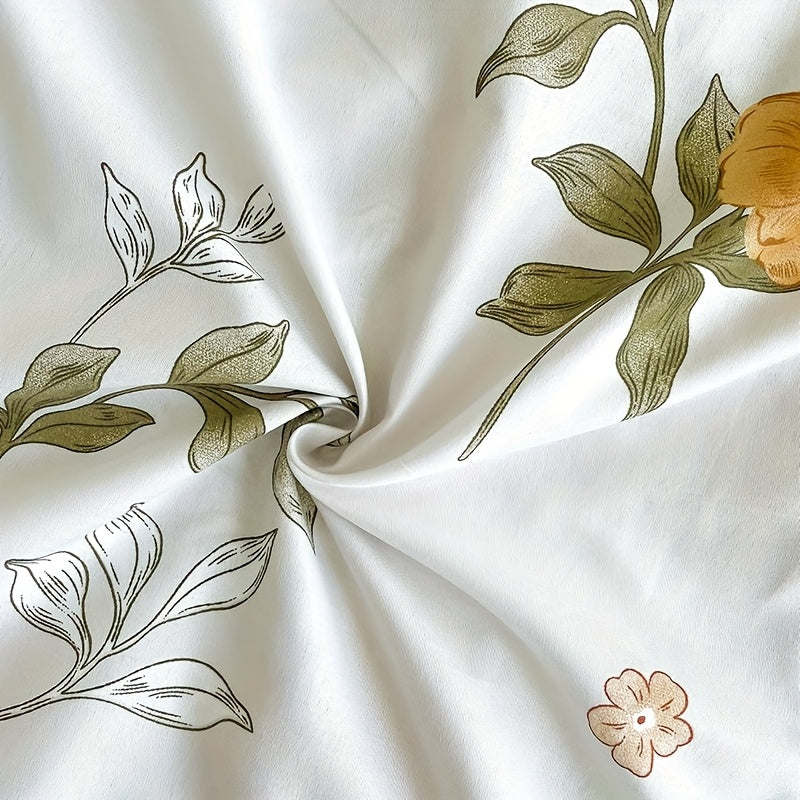 1pc Warm-Toned Yellow Flower Printed Bed Sheet (Pillow Insert and Pillowcase Not Included), Soft, Smooth, Skin-Friendly, and Machine Washable. Suitable for All Seasons, Ideal for Country-Style Bedrooms, Japanese-Themed B&Bs, Artistic Apartments