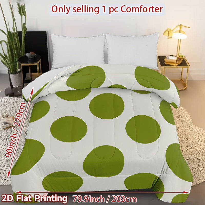 1pc, 2D Flat Print with a Green Polka Dot Pattern, Thick Quilt, Quilted Design, Filled with Comfortable And Skin-Friendly Polyester, Ideal for Moving Into a New Home, Back to School, Dormitories, Bedrooms, Guest Rooms