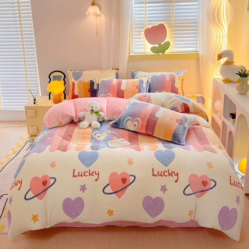 1pc Ultra-Soft Milk Velvet Floral Duvet Cover, Double-Sided Plush Skin-Friendly Warm Cover, Comfortable And Soft Bedding, Ideal for Home Warmth, Includes One Duvet Cover