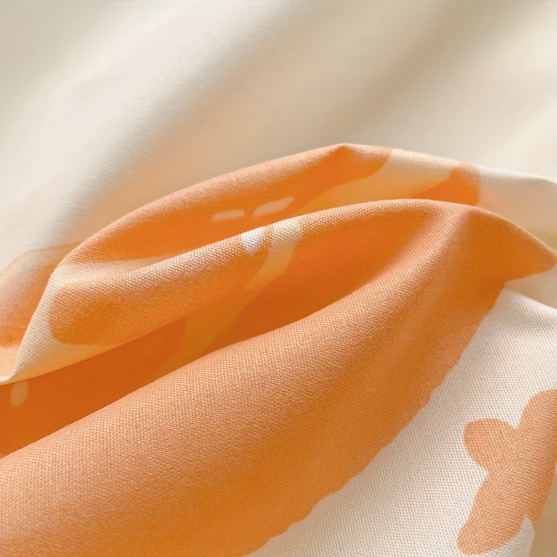 1pc Vibrant Fruit Orange Printed Bed Sheet (Excluding Pillow Core And Pillowcase)