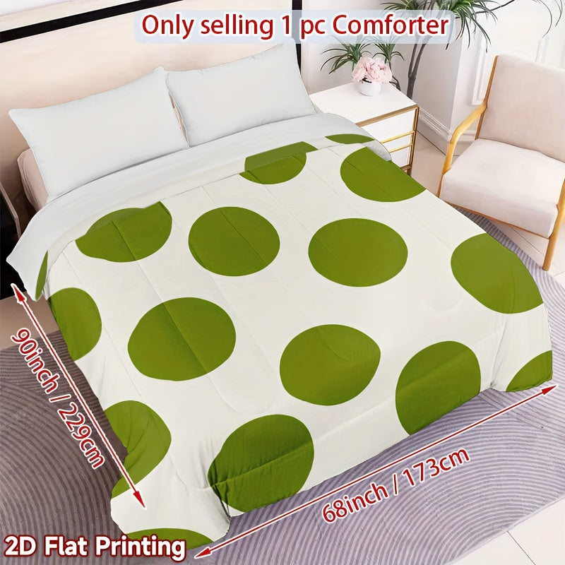 1pc, 2D Flat Print with a Green Polka Dot Pattern, Thick Quilt, Quilted Design, Filled with Comfortable And Skin-Friendly Polyester, Ideal for Moving Into a New Home, Back to School, Dormitories, Bedrooms, Guest Rooms