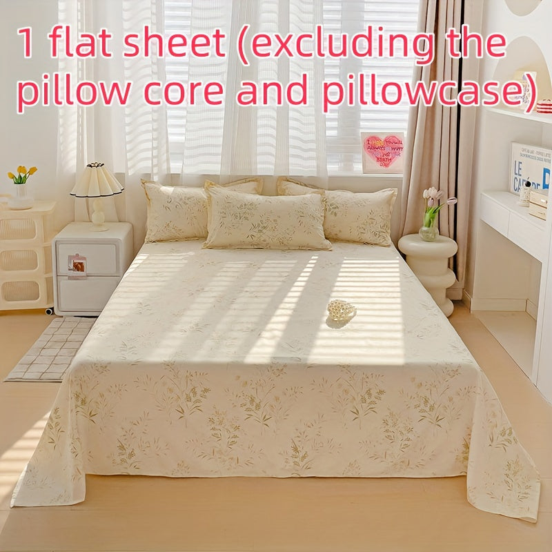 1pc Elegant And Fresh Easy Comfortable Breathable Leaf Printed Bed Sheet (Excluding Pillow Core And Pillowcase)