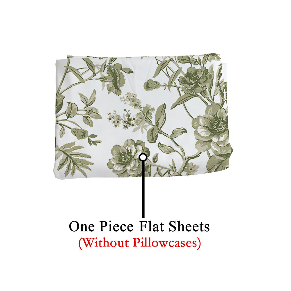 1pc 2D Flat Bed Sheet with Green Floral Pattern Design, Ultra-Soft Brushed Digital Print, Soft and Comfortable, Pillowcase Not Included, Suitable as a Valentine's Day Gift, Birthday Gift, Holiday Gift, for Over a Hundred Applications Such