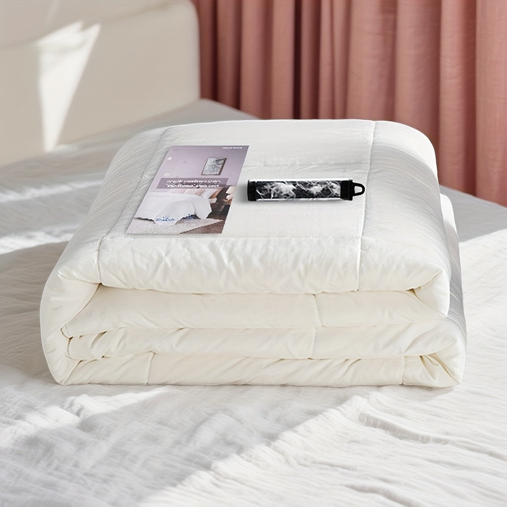 This Quilt for a Double Bed Features a Quilting Technique Suitable for All Seasons. It Is Soft, Fluffy, And Lightweight, Measuring 229×229 Cm (90×90 In) And Weighing 1350G. It Is Machine Washable And Comes with Corner Ties for Easy Installation