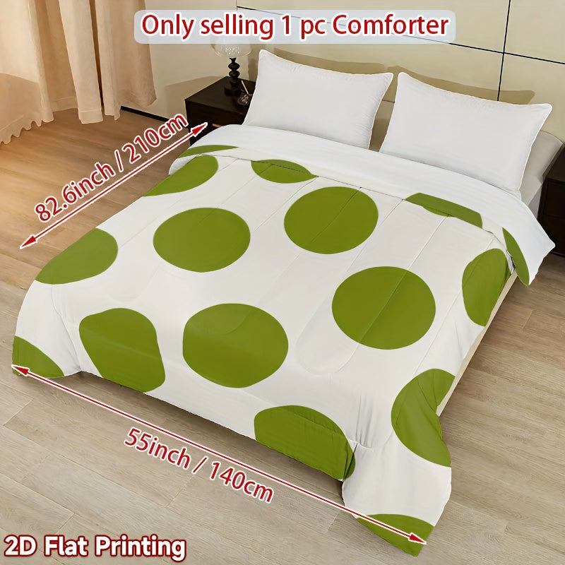 1pc, 2D Flat Print with a Green Polka Dot Pattern, Thick Quilt, Quilted Design, Filled with Comfortable And Skin-Friendly Polyester, Ideal for Moving Into a New Home, Back to School, Dormitories, Bedrooms, Guest Rooms