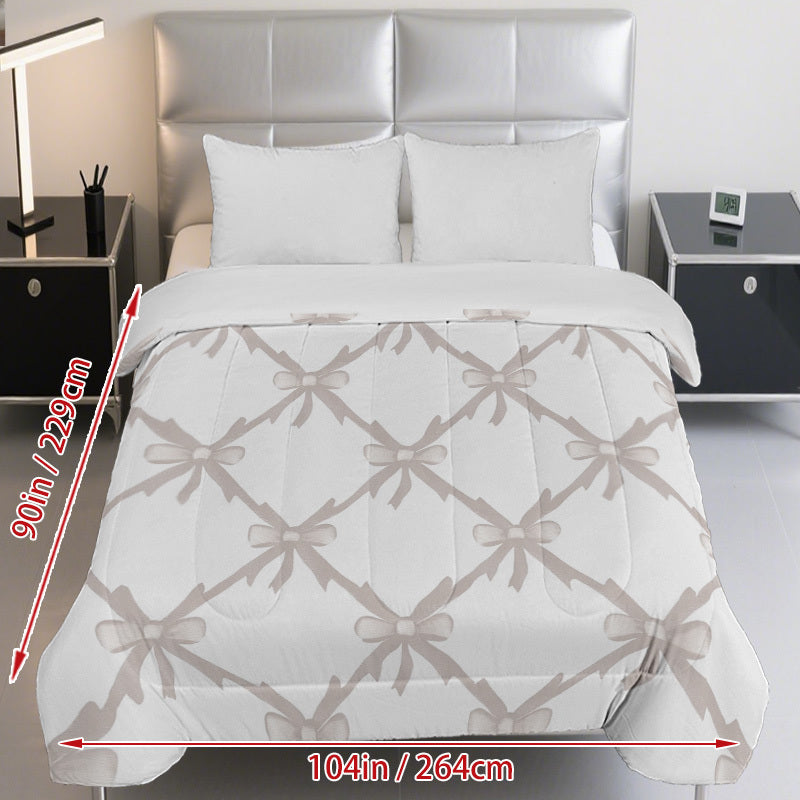 1pc Cooling Summer Bedspread\u002FQuilt - Contemporary Bed Cover with Delicate Bow Grid Design, Lightweight Bedspread Suitable for Single\u002FDouble Beds, Machine Washable - Bedquilt