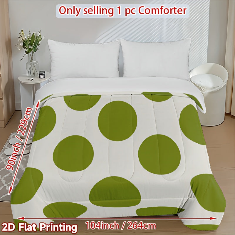 1pc, 2D Flat Print with a Green Polka Dot Pattern, Thick Quilt, Quilted Design, Filled with Comfortable And Skin-Friendly Polyester, Ideal for Moving Into a New Home, Back to School, Dormitories, Bedrooms, Guest Rooms