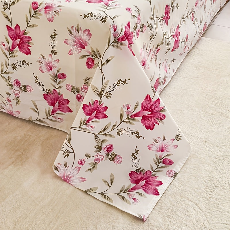 1pc Small Floral Bed Sheet - Soft Brushed Bedspread Suitable for Bed, Sofa, Travel & Outdoor - Machine-Washable Country Style Bed Cover (No Insert\u002FPillowcase) - Cozy Light Beige-Friendly Bedding for, Dorm, Hotel