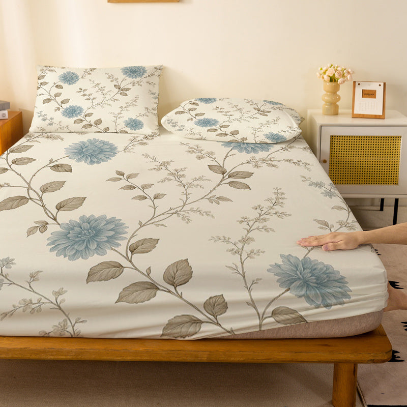 1pc  Floral Vine Pattern Fitted Sheet, Single Deep Pocket Fitted Sheet, No Pillowcase, Soft Washable Fabric, Comfortable 360° Full Wrap Anti-Slip Mattress Protector for Bedroom, Twin XL, Queen Size Bedding, All-Season, Decorative, Machine Washable