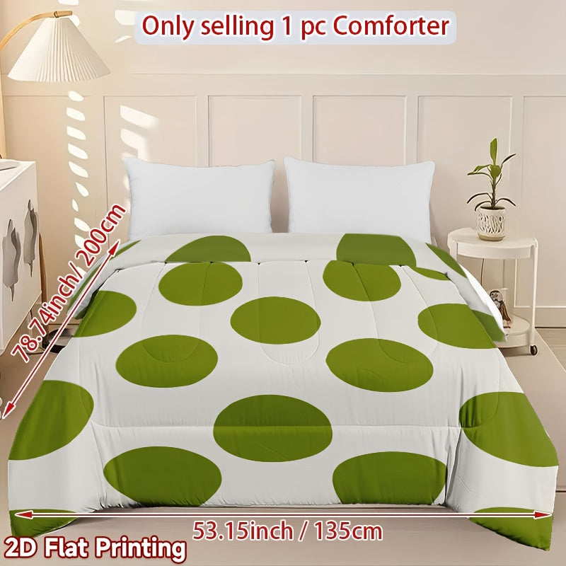 1pc, 2D Flat Print with a Green Polka Dot Pattern, Thick Quilt, Quilted Design, Filled with Comfortable And Skin-Friendly Polyester, Ideal for Moving Into a New Home, Back to School, Dormitories, Bedrooms, Guest Rooms