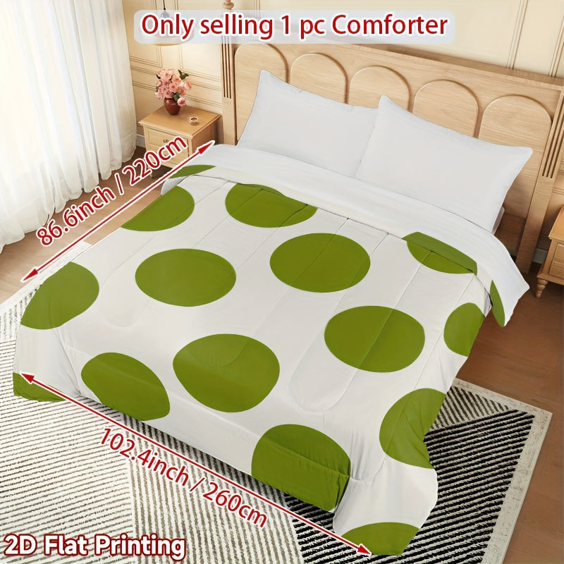 1pc, 2D Flat Print with a Green Polka Dot Pattern, Thick Quilt, Quilted Design, Filled with Comfortable And Skin-Friendly Polyester, Ideal for Moving Into a New Home, Back to School, Dormitories, Bedrooms, Guest Rooms