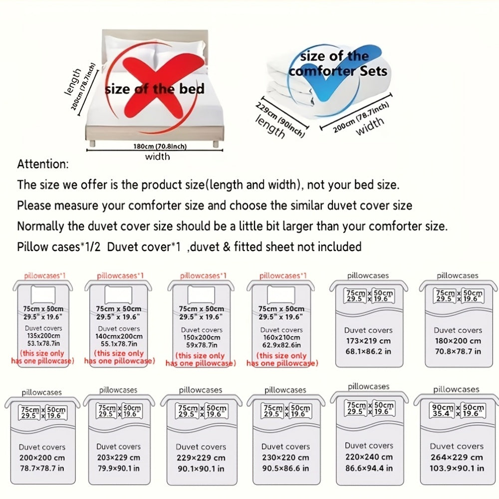 A Set of Watercolor Patterned Duvet Covers with Ruffled Edges, Available in Multiple Sizes, Soft And Skin-Friendly, Machine Washable, Suitable for Bedrooms, Guest Rooms, Dormitories, And Homestays (Includes 1 Duvet Cover + 1\u002F2 Pillowcases